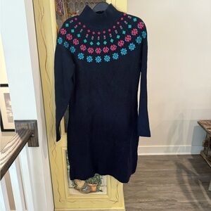 Talbots Navy Sweater with Floral Accents